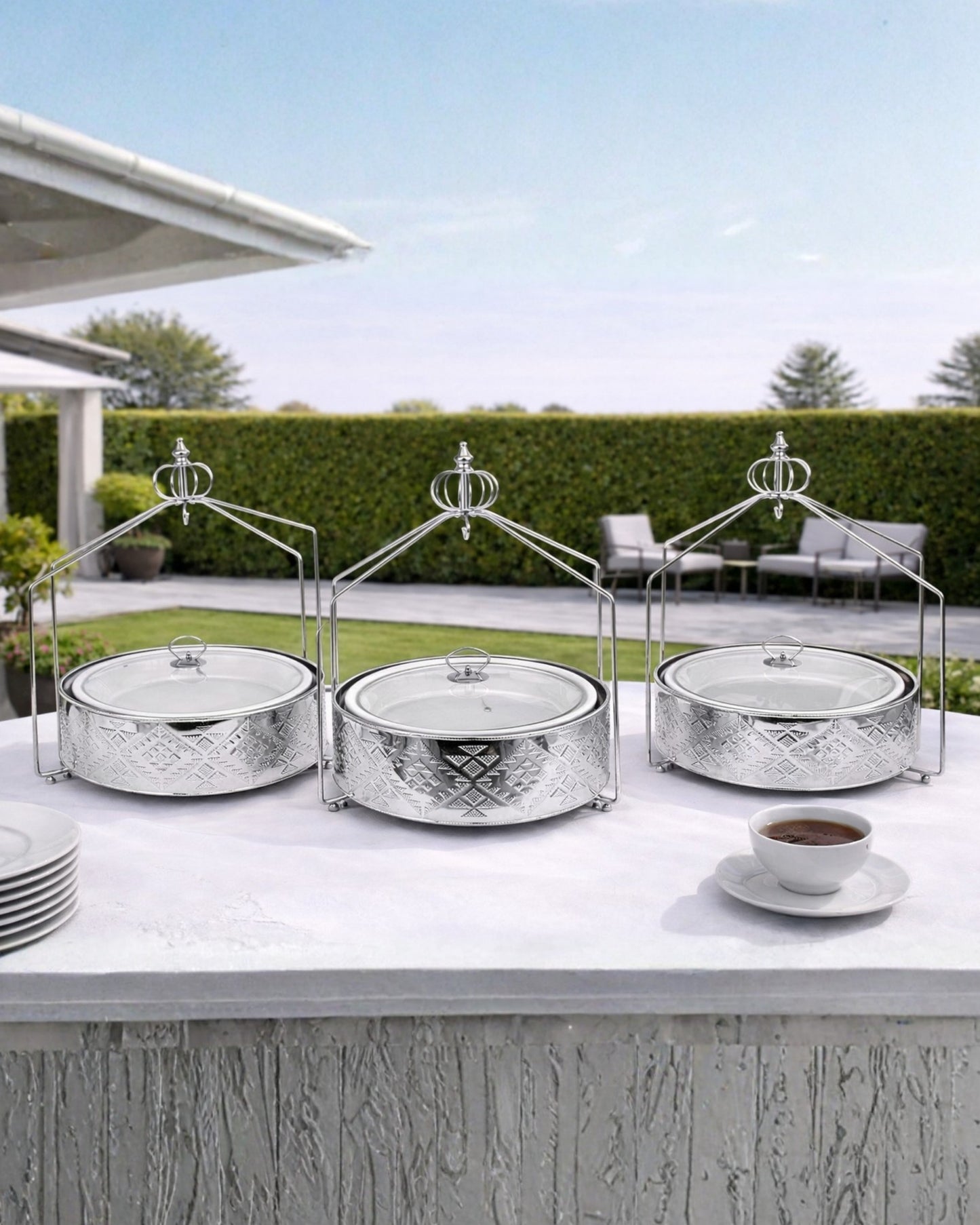 Red Home Luxury Silver Buffet Round Shape CA334S