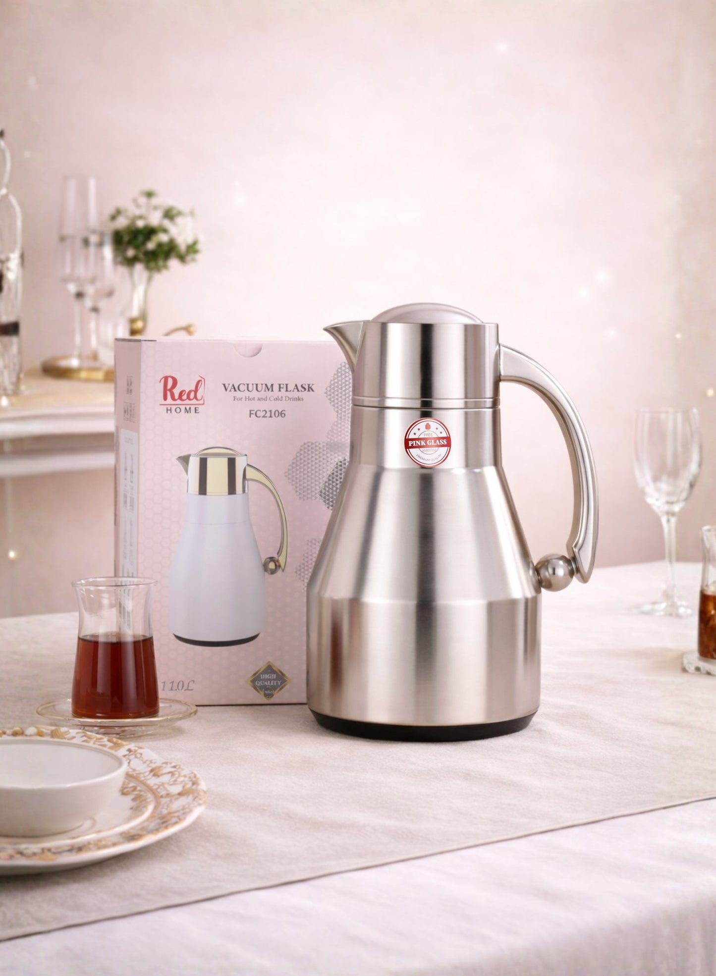 Red Home Stainless Steel Vacuum Flask Set 1000ml+600ml FC2006G