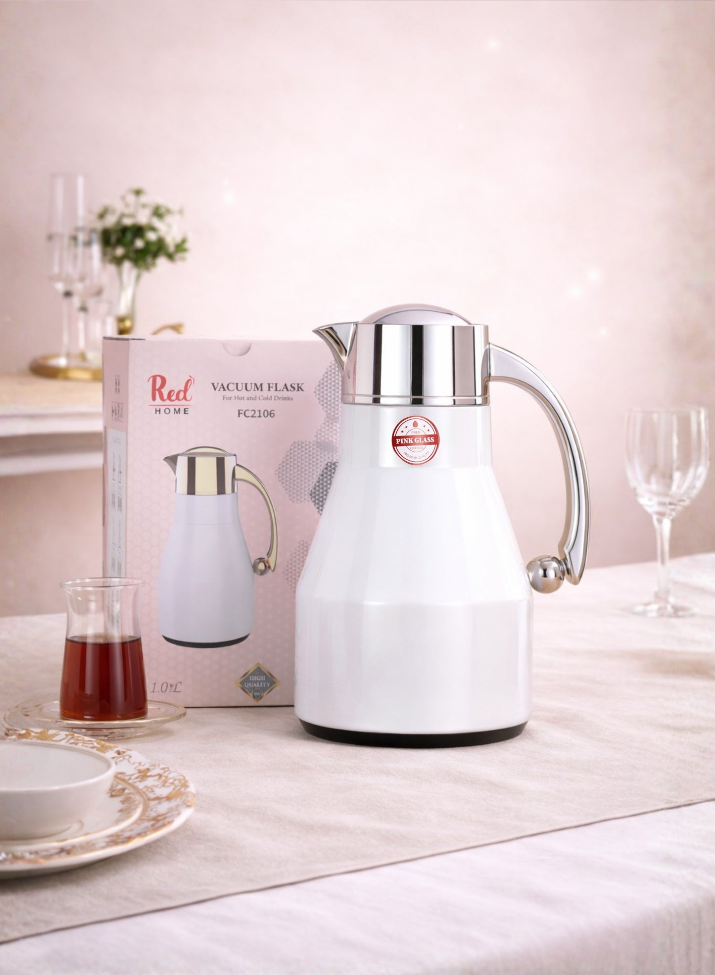 Red Home Stainless Steel Vacuum Flask Set 1000ml+600ml FC2006C