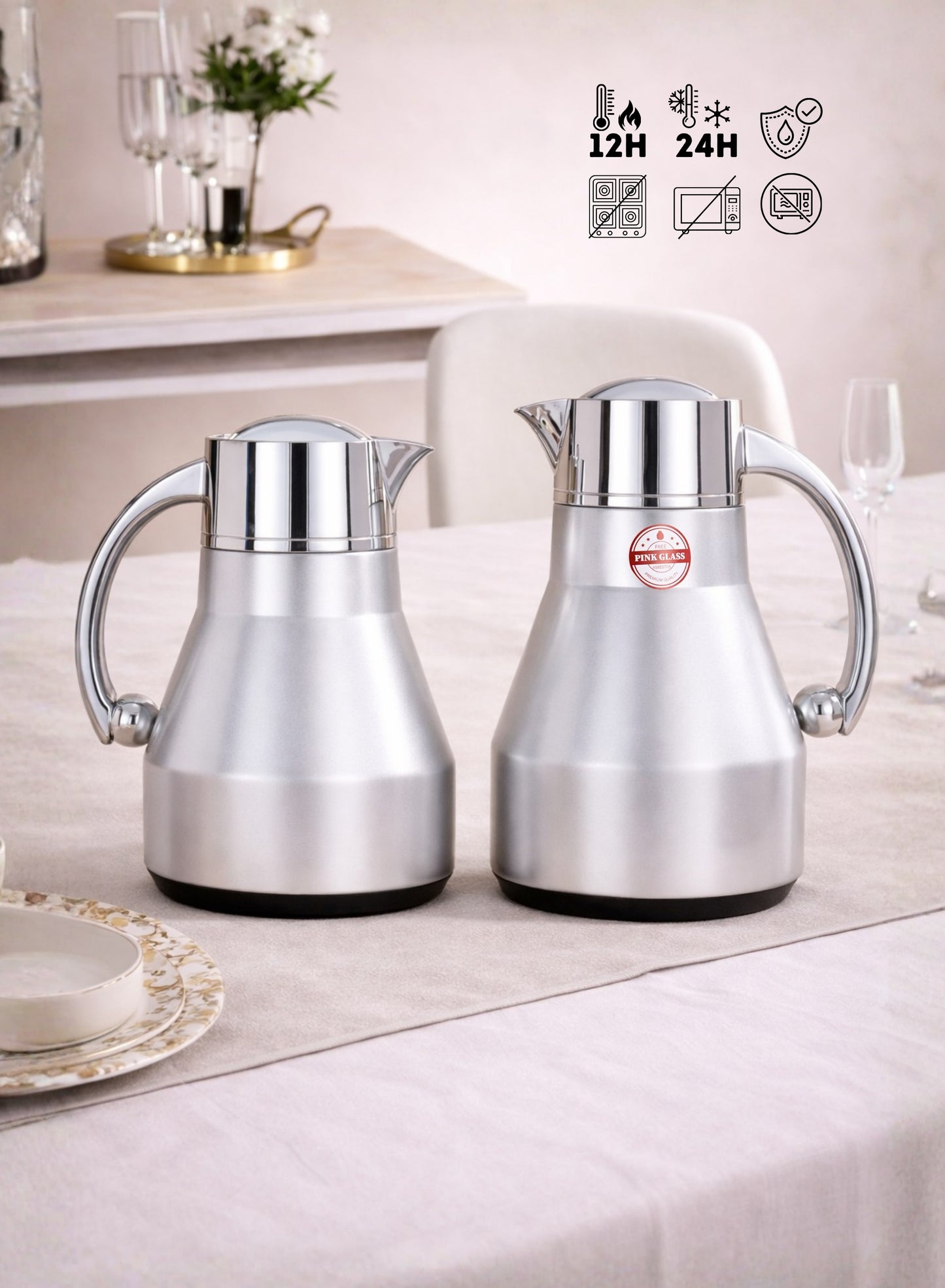 Red Home Stainless Steel Vacuum Flask Set 1000ml+600ml FC2006H