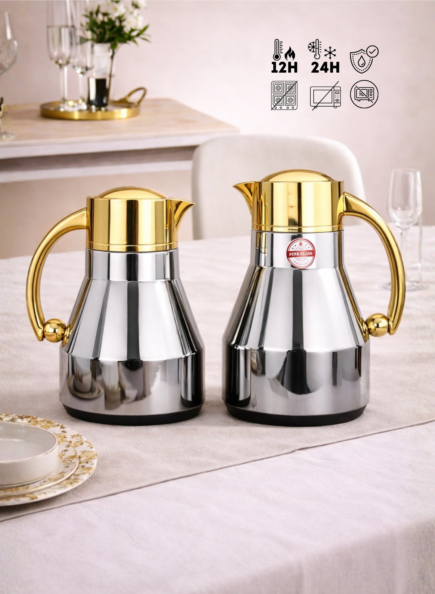 Red Home Stainless Steel Vacuum Flask Set 1000ml+600ml FC2006A