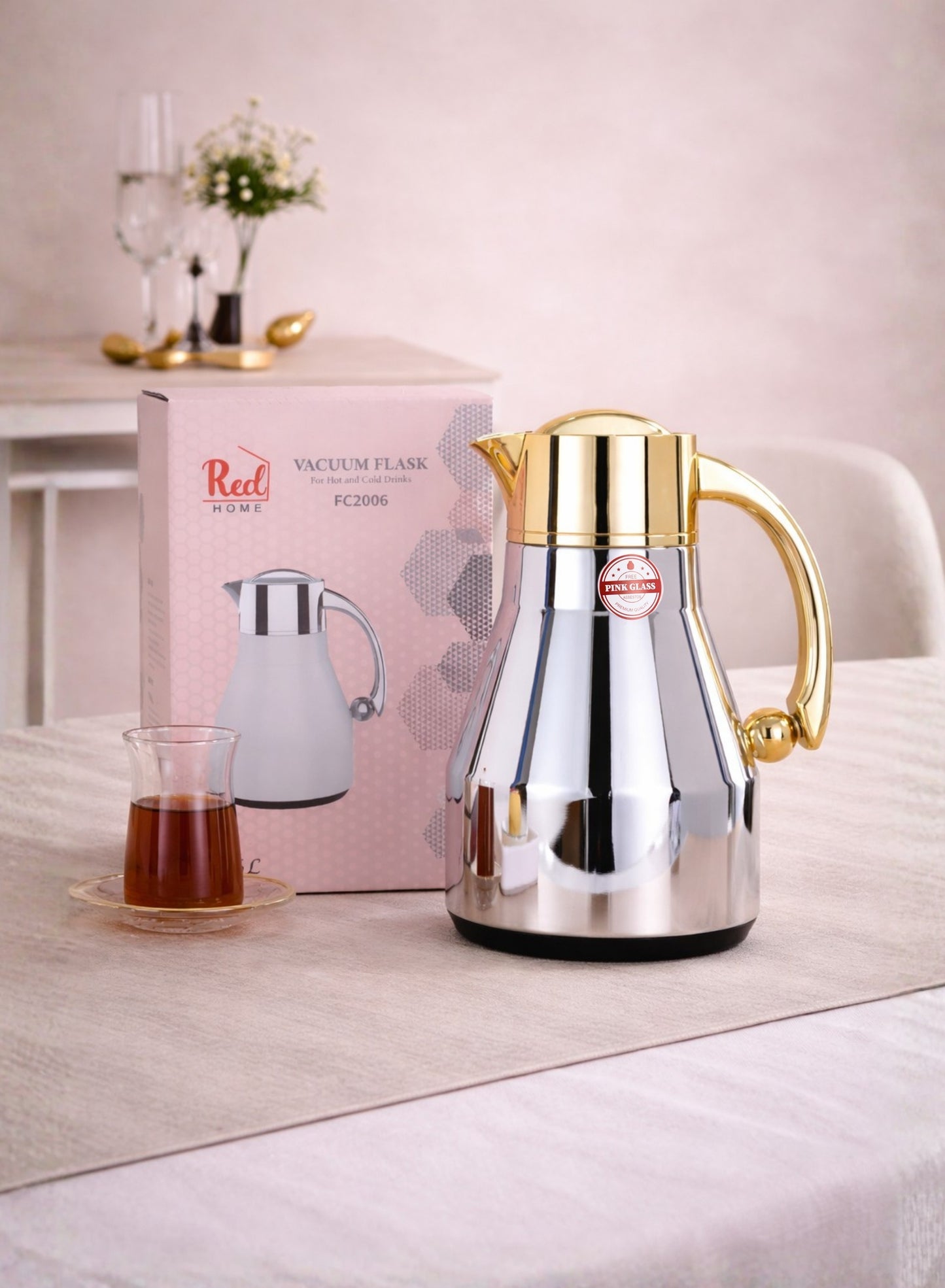 Red Home Stainless Steel Vacuum Flask Set 1000ml+600ml FC2006A