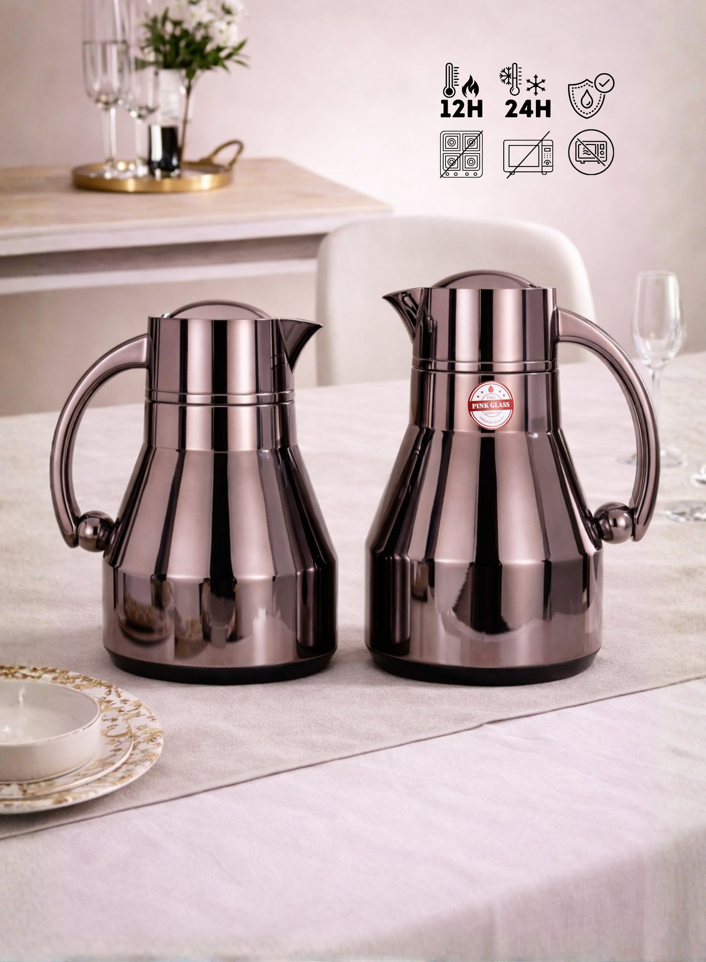 Red Home Stainless Steel Vacuum Flask Set 1000ml+600ml FC2006E
