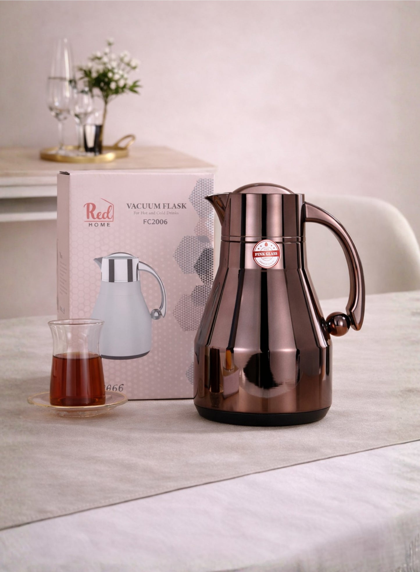 Red Home Stainless Steel Vacuum Flask Set 1000ml+600ml FC2006E