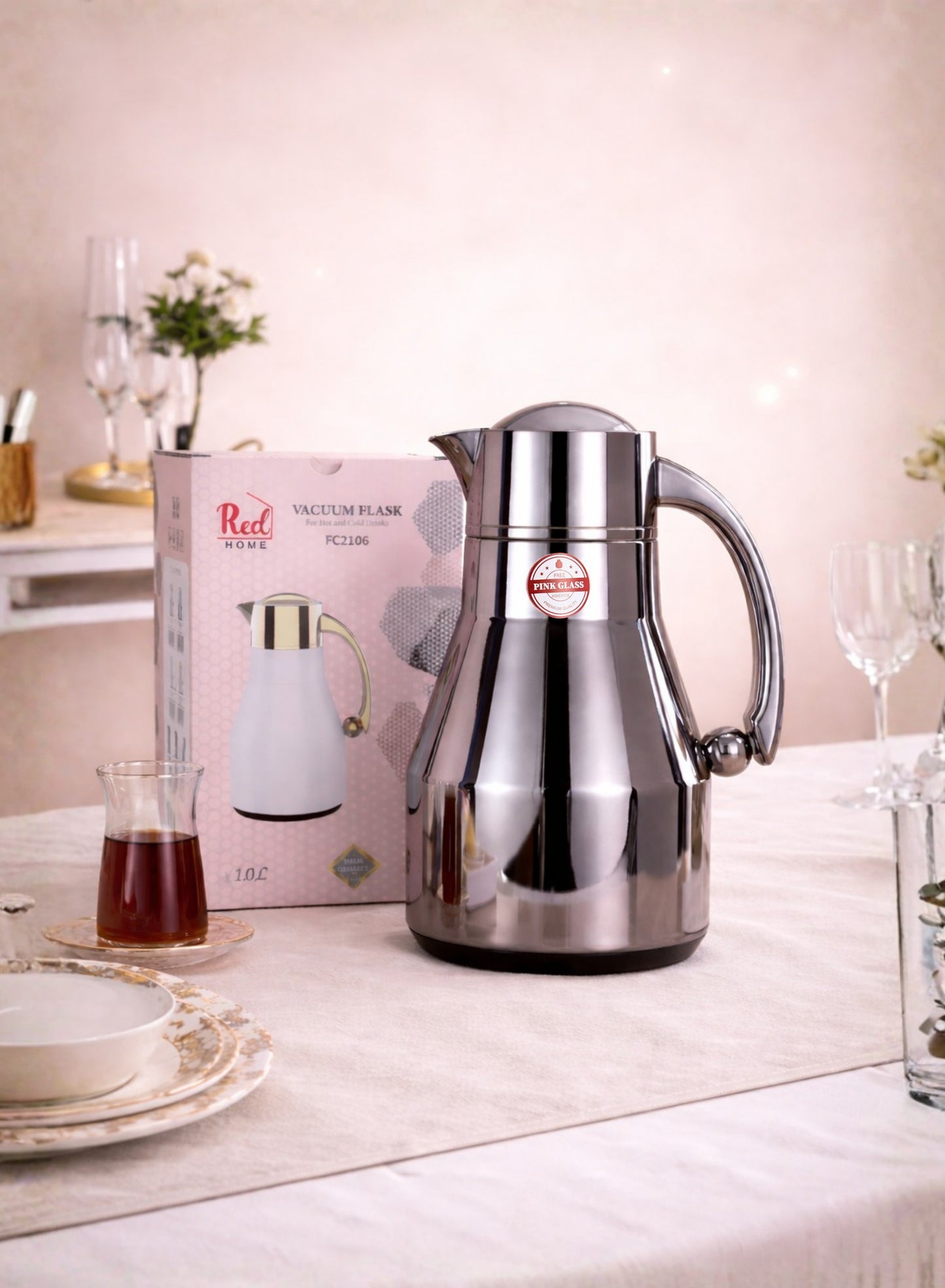 Red Home Stainless Steel Vacuum Flask Set 1000ml+600ml FC2006F