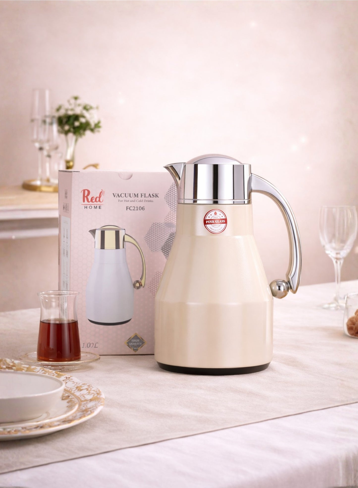 Red Home Stainless Steel Vacuum Flask Set 1000ml+600ml FC2006J