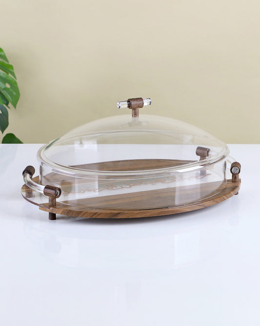 Fruit Serving Tray Wooden and Acrylic -My2107